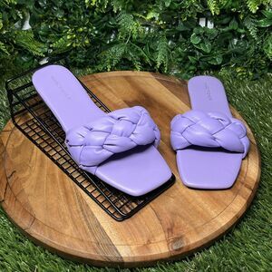 MARC FISHER MIYUKI Sandals Womens 9M Purple Braided Slip On Slides‎ 1623